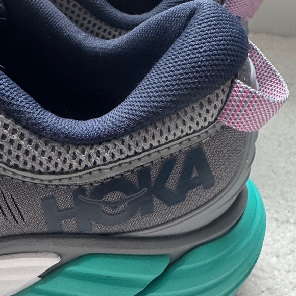 Hoka Gray and Teal Women's Running Shoes - Picture 2 of 8